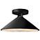 Radiance 11.75"W Gloss Black Frame Matte Black Metal Flare Semi.Flush