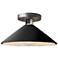 Radiance 11.75"W Gloss Black/White Frame Nickel Flare LED Semi.Flush