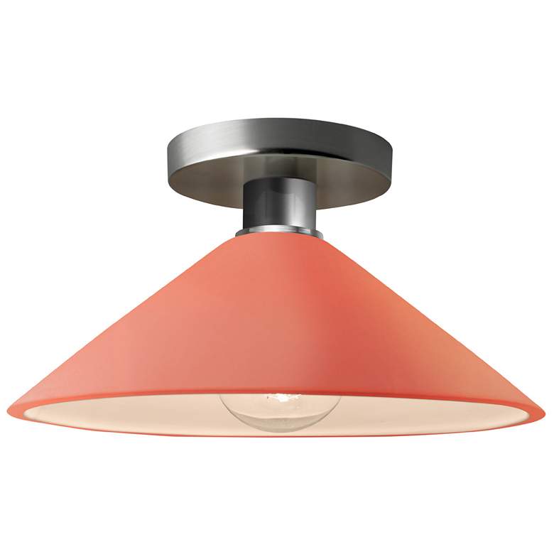 Image 1 Radiance 11.75"W Gloss Blush Frame Brushed Nickel Metal Flare Semi.Flu