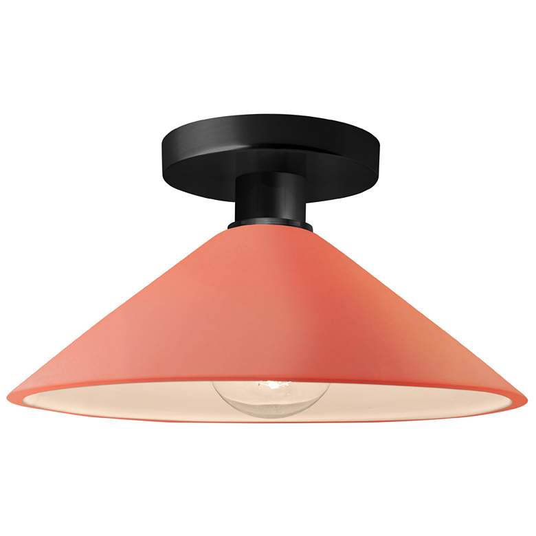 Image 1 Radiance 11.75"W Gloss Blush Frame Matte Black Metal Flare LED Semi.Fl