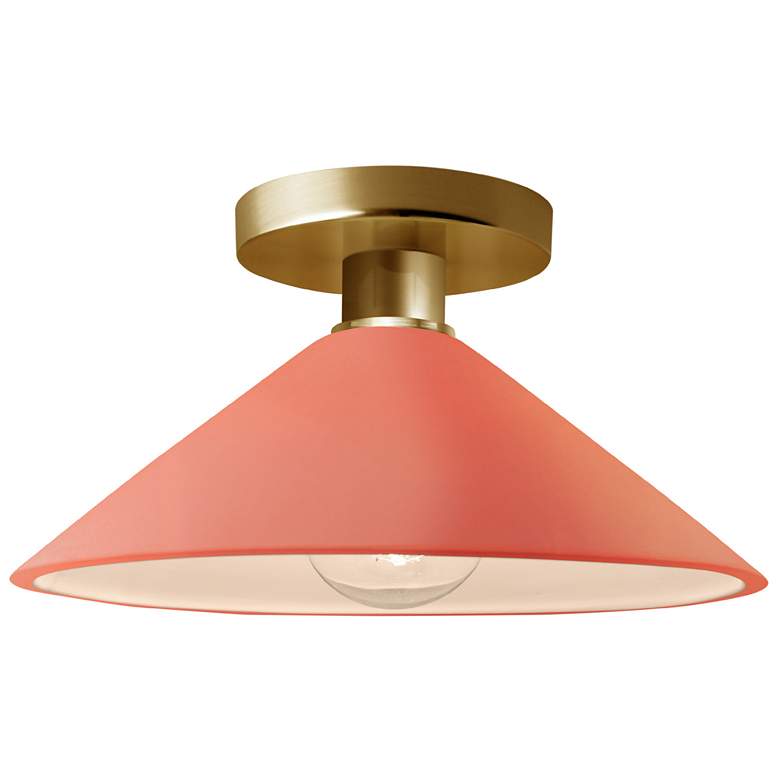 Image 1 Radiance 11.75"W Gloss Blush Frame Polished Brass Flare LED Semi.Flush