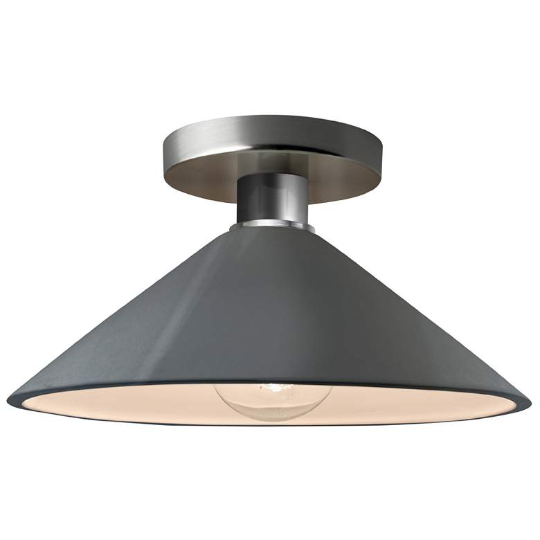 Image 1 Radiance 11.75"W Gloss Grey Frame Brushed Nickel Metal Flare LED Semi.
