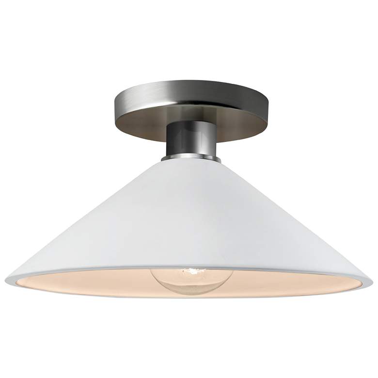 Image 1 Radiance 11.75"W Gloss White Sided Frame Nickel Flare LED Semi.Flush