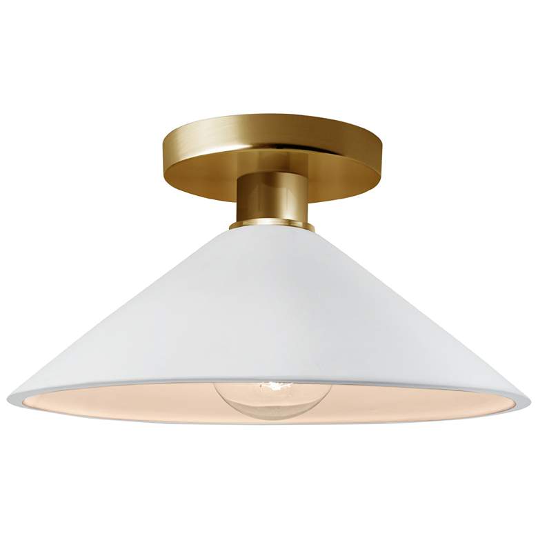 Image 1 Radiance 11.75"W Gloss White Sided Frame Polished Brass Flare Semi.Flu