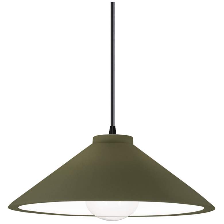 Image 1 Radiance 11.75"W Matte Green And Black Cord Flare Pendant