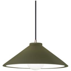 Radiance 11.75"W Matte Green And Nickel Black Cord Flare Pendant