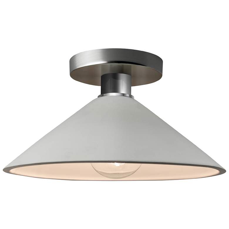 Image 1 Radiance 11.75"W Matte White Frame Brushed Nickel Metal Flare Semi.Flu