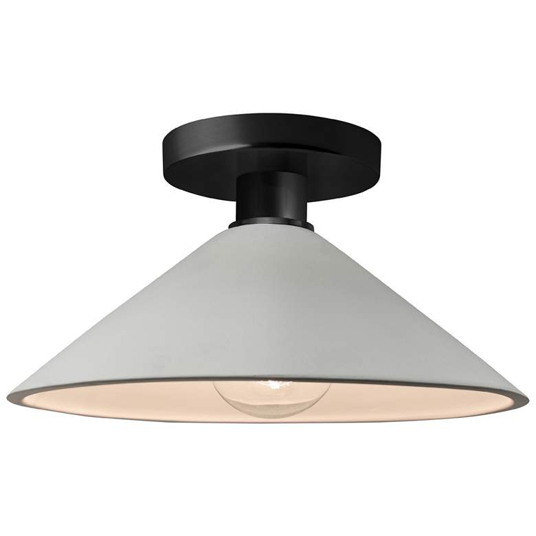 Image 1 Radiance 11.75"W Matte White Frame Matte Black Metal Flare Semi.Flush