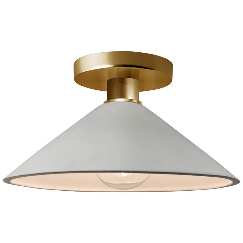 Image 1 Radiance 11.75"W Matte White Frame Polished Brass Metal Flare Semi.Flu