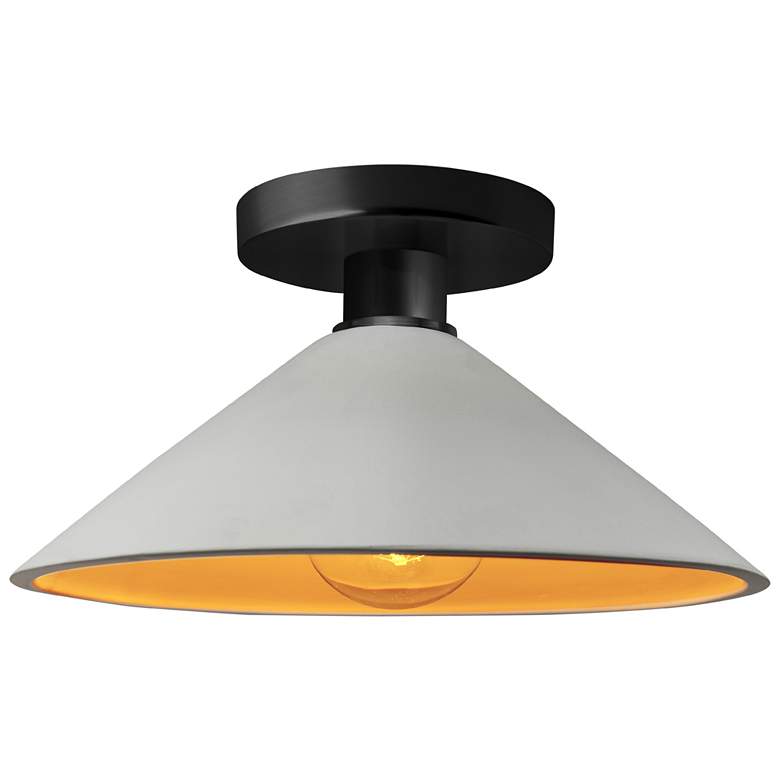Image 1 Radiance 11.75"W Matte White/Gold Frame Matte Black Metal Flare Semi.F