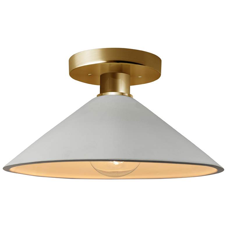 Image 1 Radiance 11.75"W Matte White/Gold Frame Polished Brass Flare LED Semi.