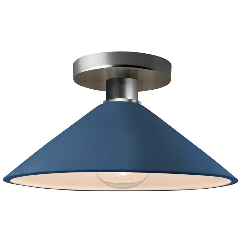 Image 1 Radiance 11.75"W Midnight/White Frame Brushed Nickel Flare LED Semi.Fl