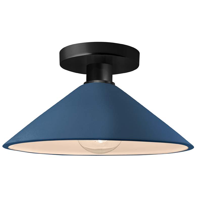 Image 1 Radiance 11.75"W Midnight/White Frame Matte Black Flare Semi.Flush