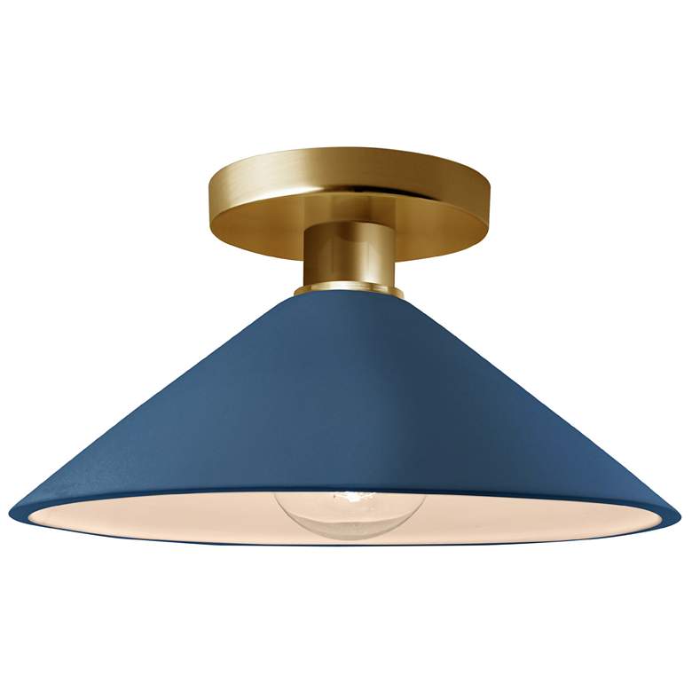 Image 1 Radiance 11.75"W Midnight/White Frame Polished Brass Flare LED Semi.Fl