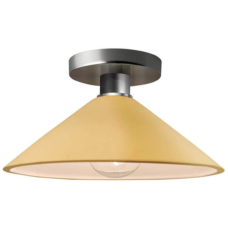 Image 1 Radiance 11.75"W Muted Yellow Frame Brushed Nickel Metal Flare Semi.Fl