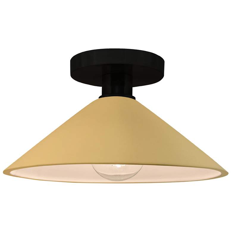 Image 1 Radiance 11.75"W Muted Yellow Frame Matte Black Metal Flare LED Semi.F