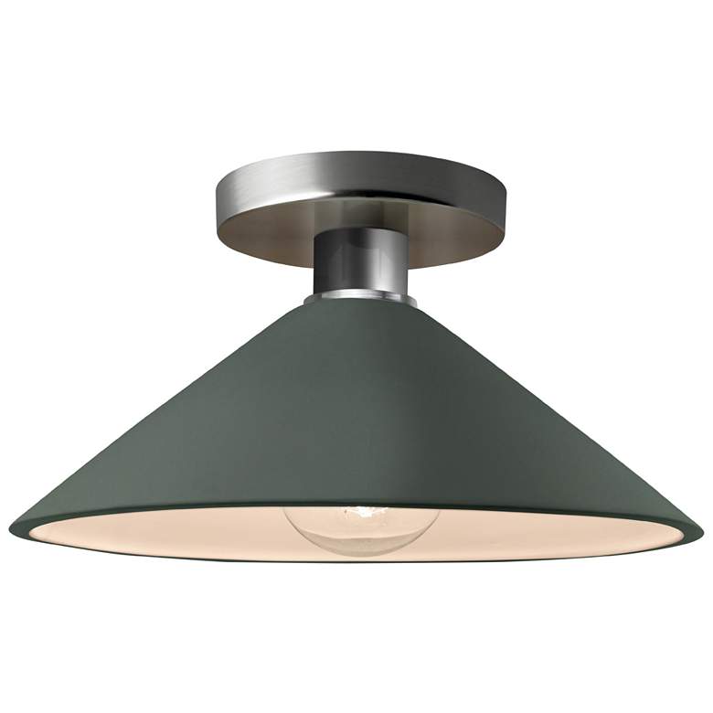 Image 1 Radiance 11.75"W Pewter Green Frame Brushed Nickel Metal Flare Semi.Fl