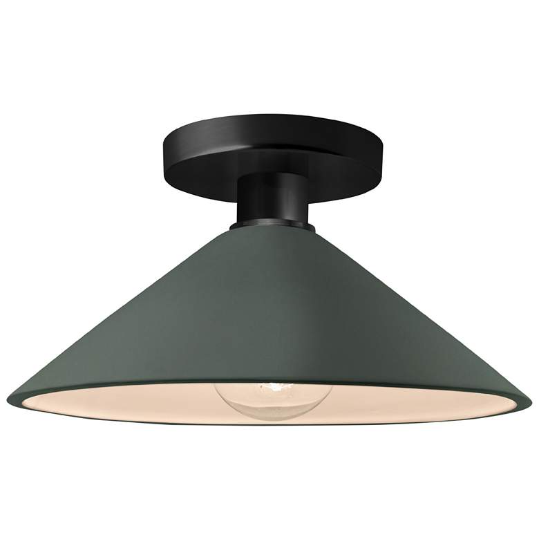 Image 1 Radiance 11.75"W Pewter Green Frame Matte Black Metal Flare LED Semi.F