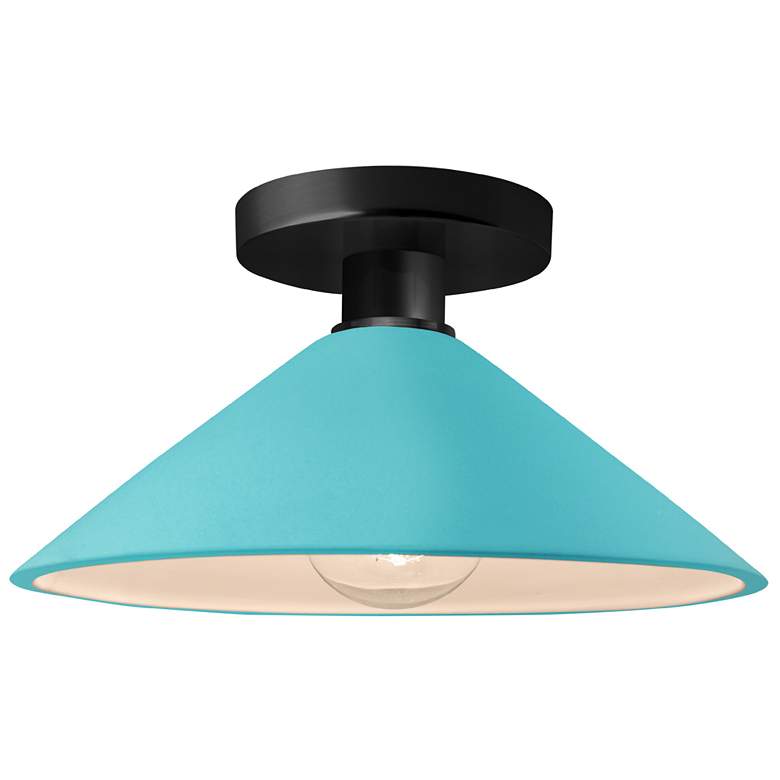 Image 1 Radiance 11.75"W Reflecting Pool Frame Matte Black Flare LED Semi.Flus