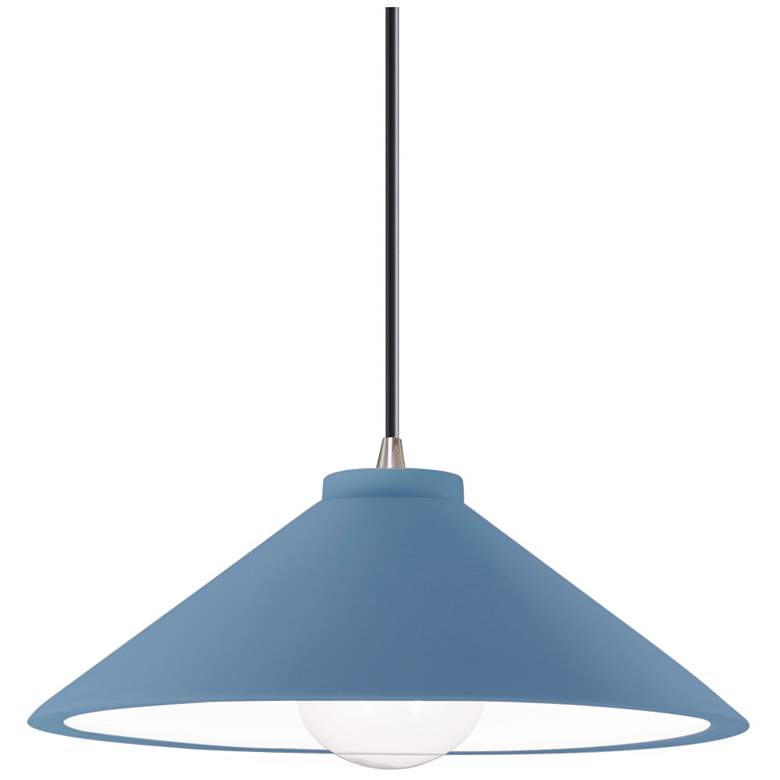 Image 1 Radiance 11.75"W Sky Blue And Nickel Black Cord Flare Pendant