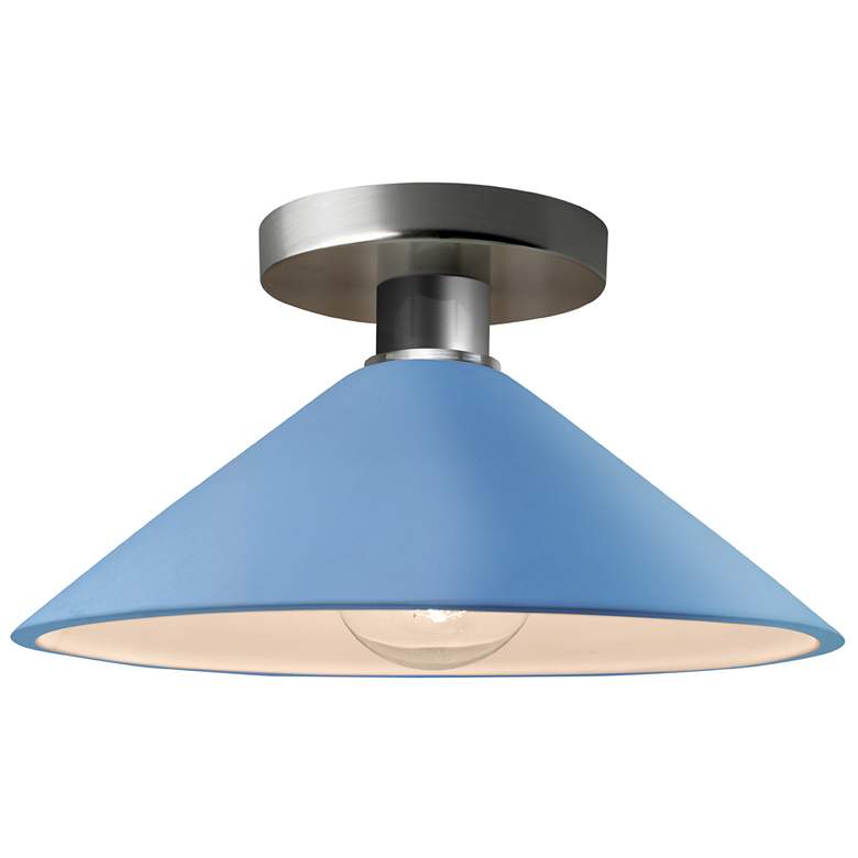 Image 1 Radiance 11.75"W Sky Blue Frame Brushed Nickel Metal Flare LED Semi.Fl