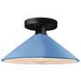 Radiance 11.75"W Sky Blue Frame Matte Black Metal Flare Semi.Flush