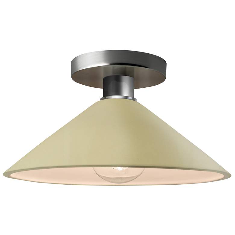 Image 1 Radiance 11.75"W Vanilla Gloss Frame Brushed Nickel Flare LED Semi.Flu