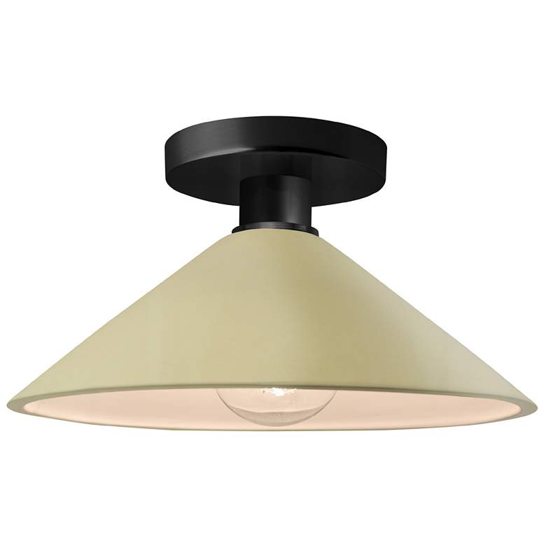 Image 1 Radiance 11.75"W Vanilla Gloss Frame Matte Black Metal Flare LED Semi.