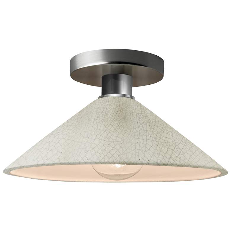 Image 1 Radiance 11.75"W White Crackle Frame Brushed Nickel Flare LED Semi.Flu