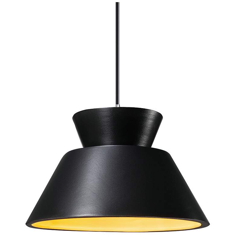 Image 1 Radiance 11" Wide Polished Chrome Black & Gold Trapezoid LED Penda