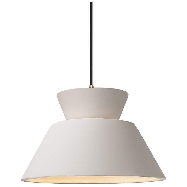 Image 1 Radiance 11"W Bisque Trapezoid Mini Pendant w/ Brass Accent