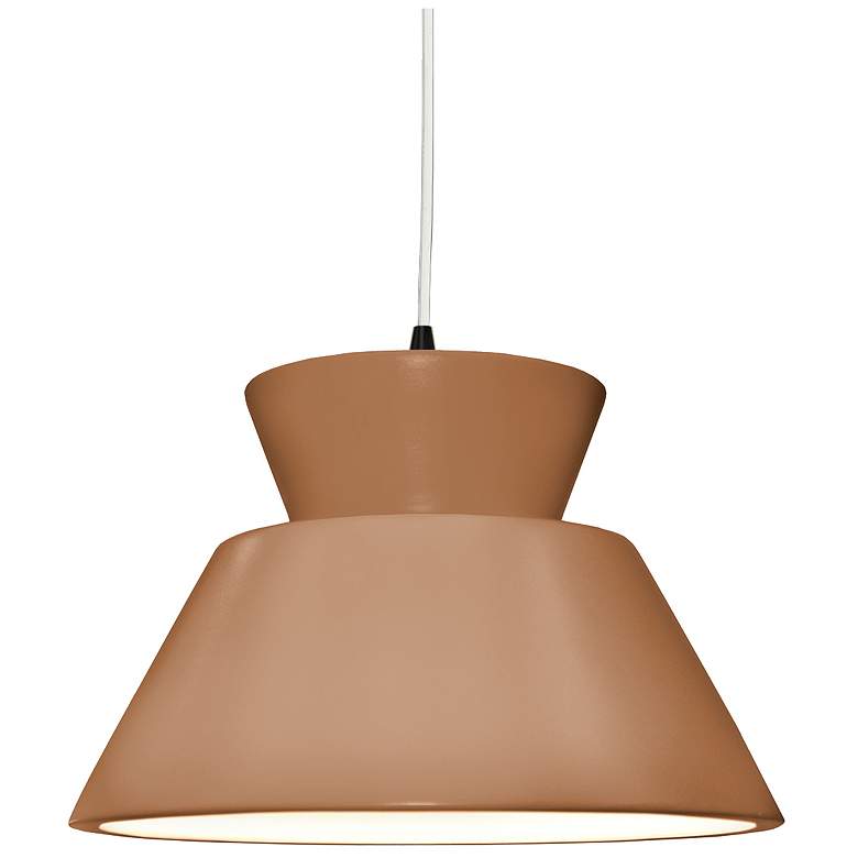 Image 1 Radiance 11"W Matte Black Accented Adobe Trapezoid White Cord LED Pend