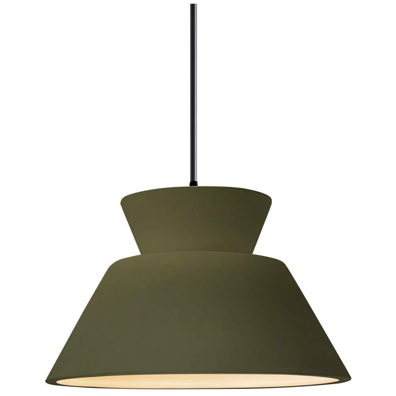 Image 1 Radiance 11"W Matte Green And Black Cord Trapezoid Pendant
