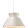 1_Radiance 11"W Matte White And Nickel White Cord Trapezoid Pendant