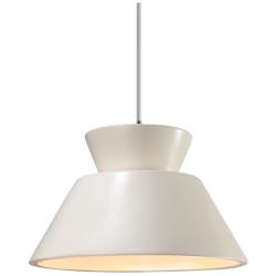 Radiance 11"W Matte White And Nickel White Cord Trapezoid Pendant