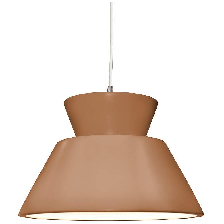 Image 1 Radiance 11"W Nickel Accented Adobe Trapezoid White Cord LED Pendant