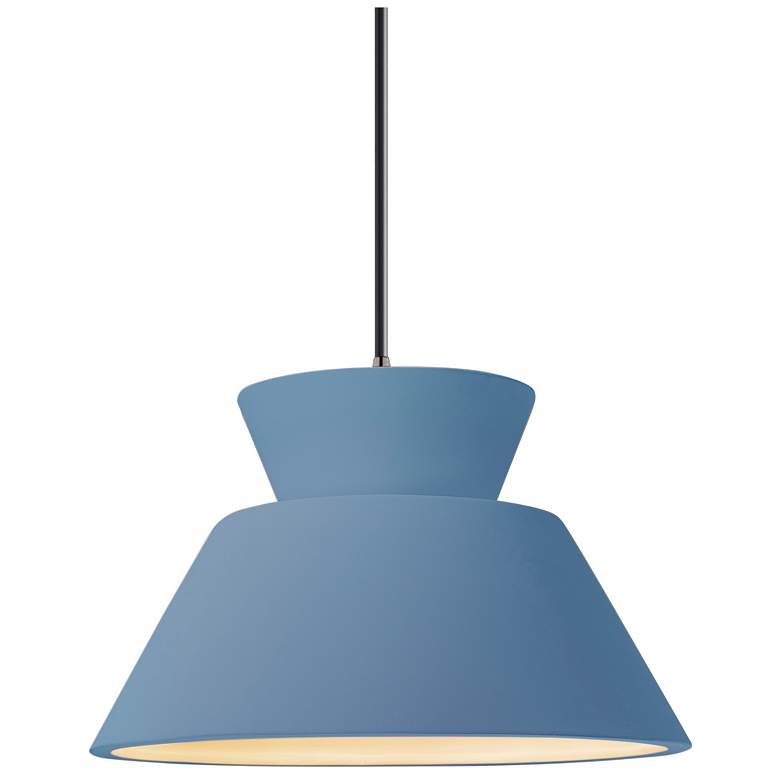 Image 1 Radiance 11"W Sky Blue And Nickel Black Cord Trapezoid Pendant