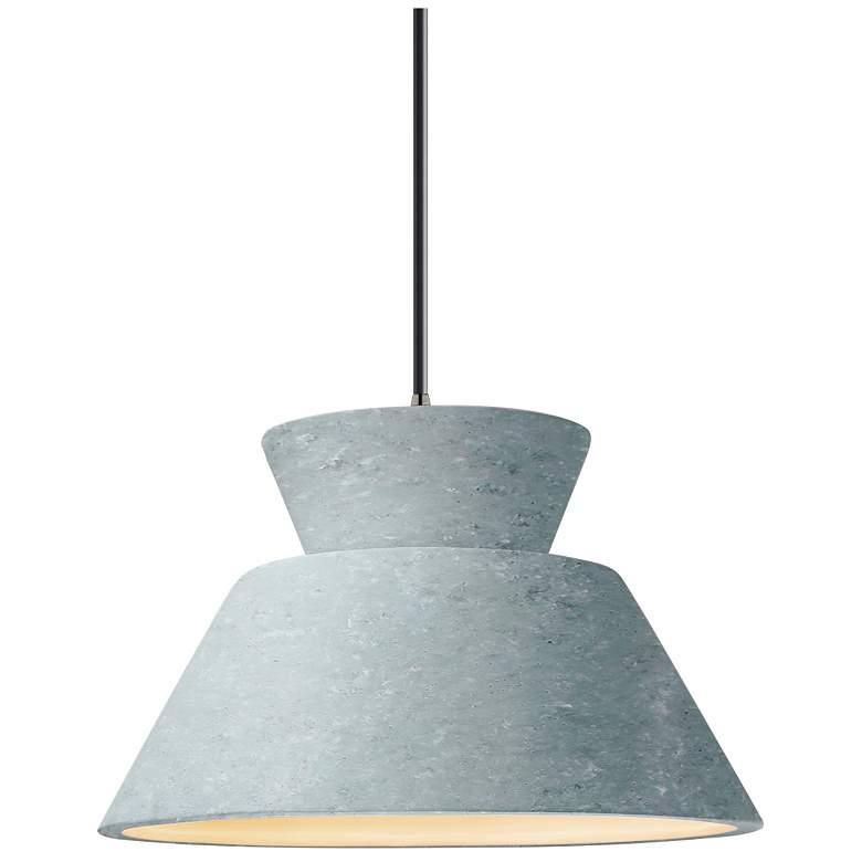 Image 1 Radiance 11"W Trapezoid Brushed Nickel Black Cord Pendant w/ Concrete