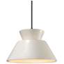 1_Radiance 11"W Matte White Trapezoid 1-Light Pendant With Black Cord