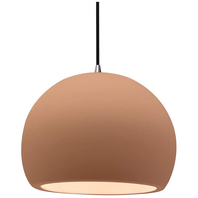 Image 1 Radiance 12.25"W Adobe Frame Nickel Large Globe Black Cord LED Pendant