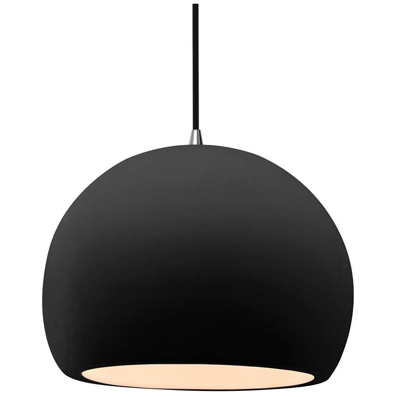 Image 1 Radiance 12.25"W Carbon Frame Brushed Nickel Large Globe Black Cord Pe