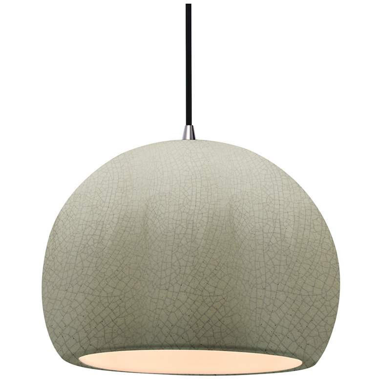 Image 1 Radiance 12.25"W Celadon Frame Nickel Large Globe Black Cord Pendant