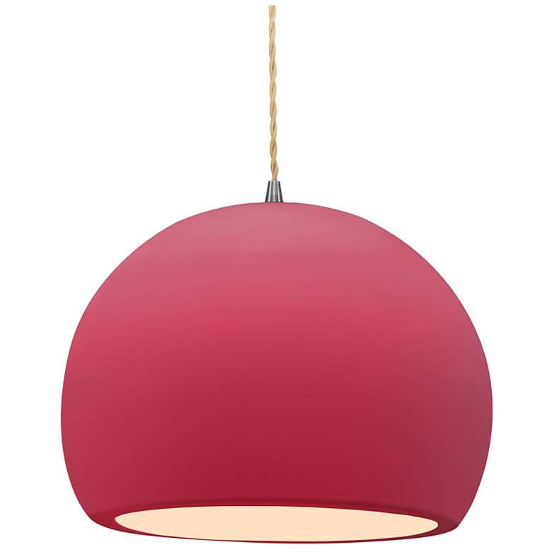 Image 1 Radiance 12.25"W Cerise Frame Nickel Large Globe Beige Twisted Cord Pe