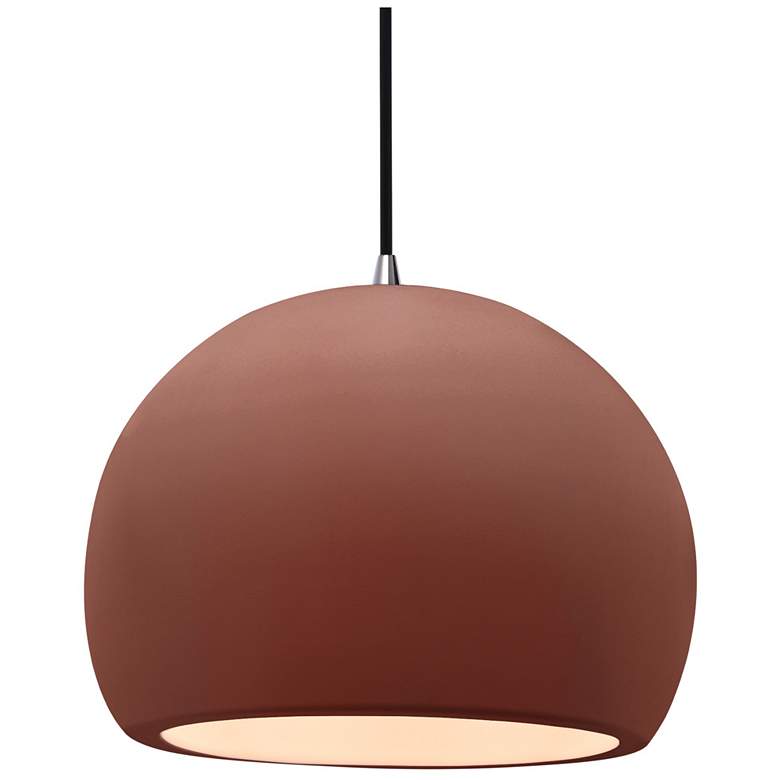 Image 1 Radiance 12.25"W Clay Frame Brushed Nickel Large Globe Black Cord Pend