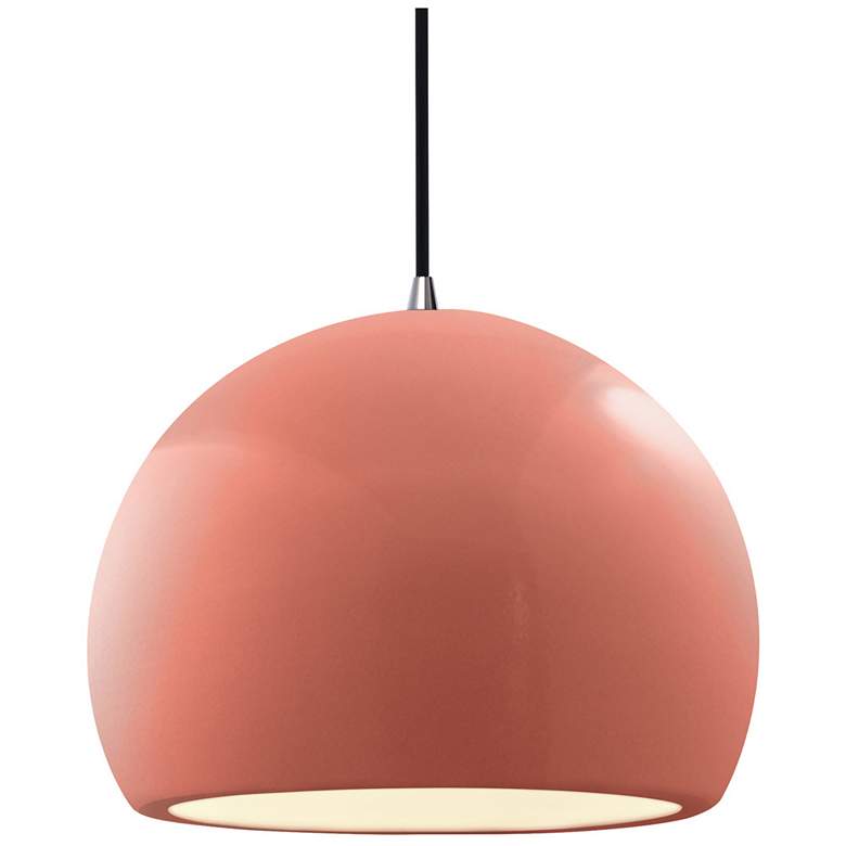 Image 1 Radiance 12.25"W Gloss Blush Frame Nickel Large Globe Black Cord Penda