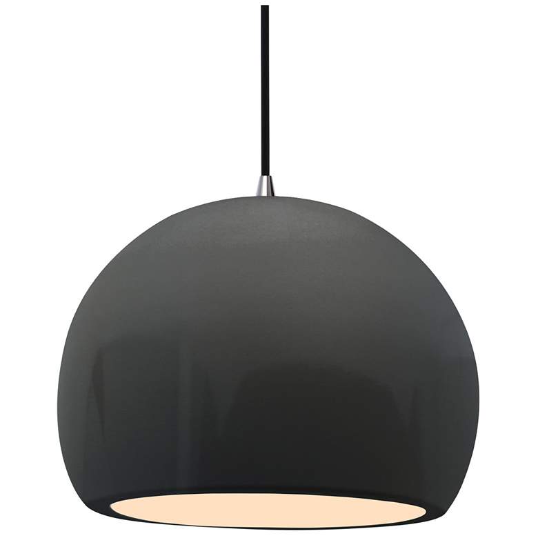 Image 1 Radiance 12.25"W Grey Frame Nickel Large Globe Black Cord LED Pendant