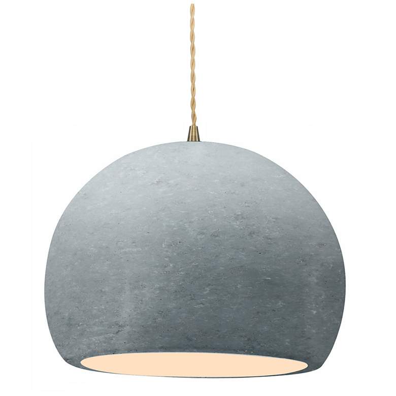 Image 1 Radiance 12.25"W Large Globe Brass Beige Cord Pendant w/ Concrete Shad