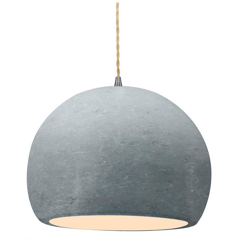 Image 1 Radiance 12.25"W Large Globe Nickel Beige Cord Pendant w/ Concrete Sha