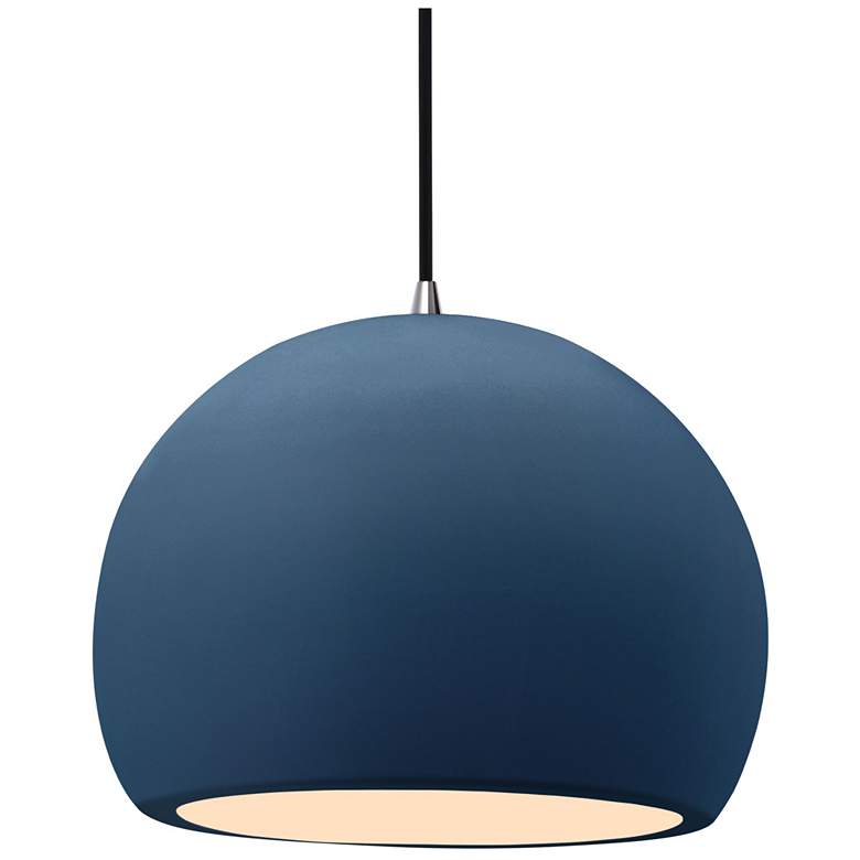 Image 1 Radiance 12.25"W Midnight Frame Nickel Large Globe Black Cord LED Pend