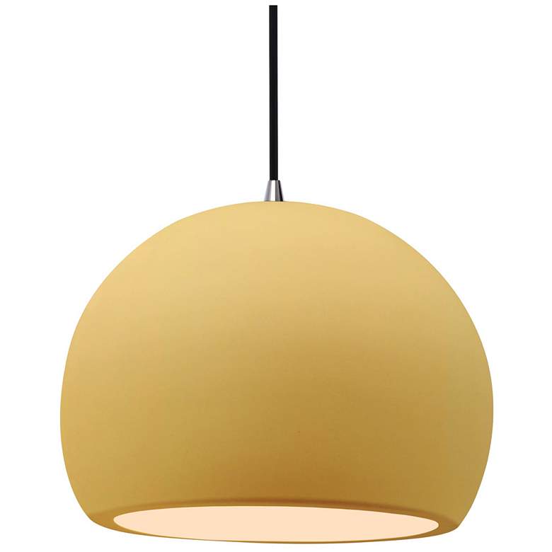 Image 1 Radiance 12.25"W Yellow Frame Brushed Nickel Large Globe Black Cord Pe